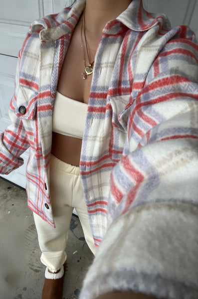 Flannel shacket (pink)