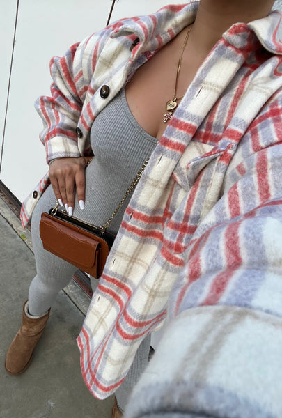 Flannel shacket (pink)