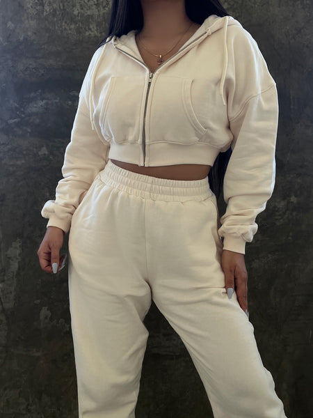 Cropped jogger set(cream)