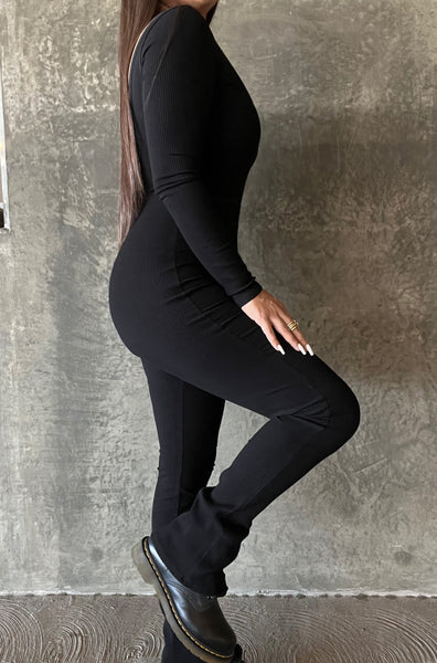 Flared pant jumpsuit (black)