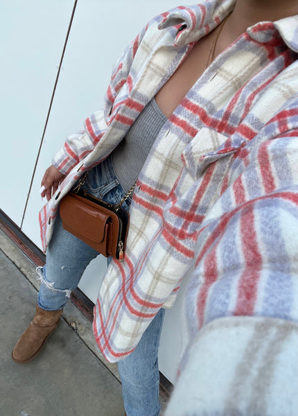 Flannel shacket (pink)