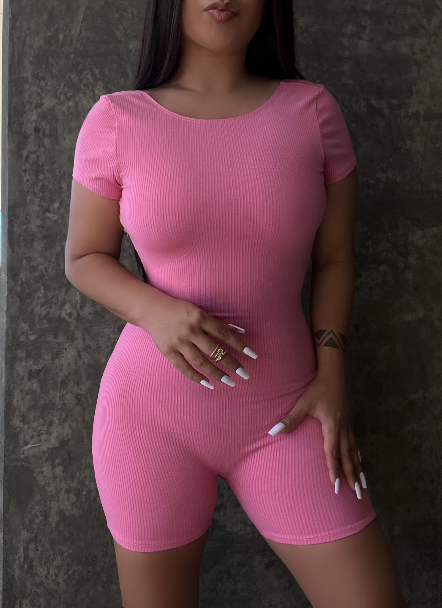 Open back jumpsuit (pink)
