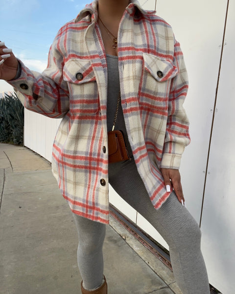 Flannel shacket (pink)