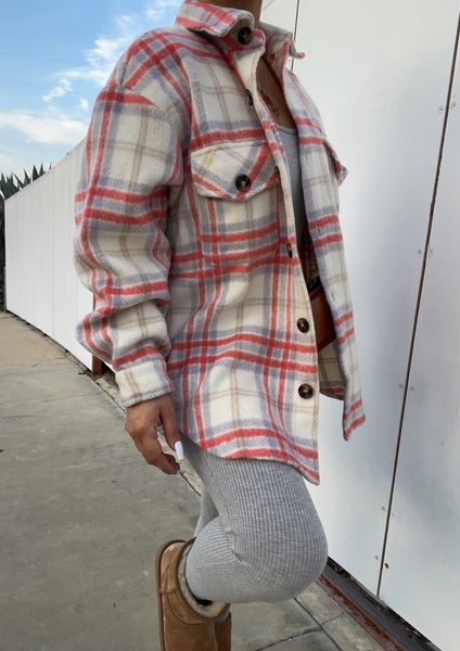 Flannel shacket (pink)
