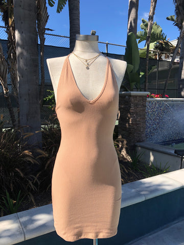 Backless mini dress in latte