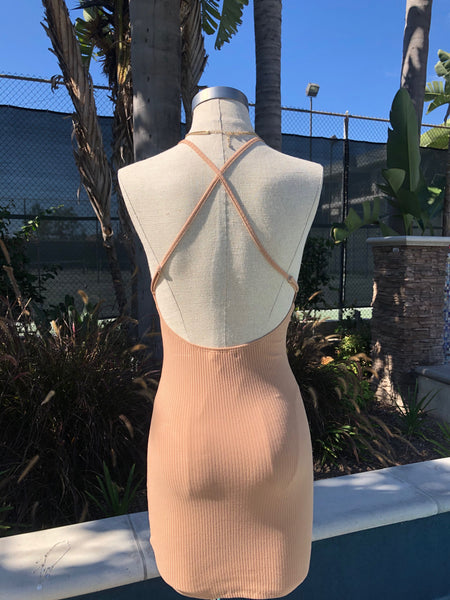 Backless mini dress in latte