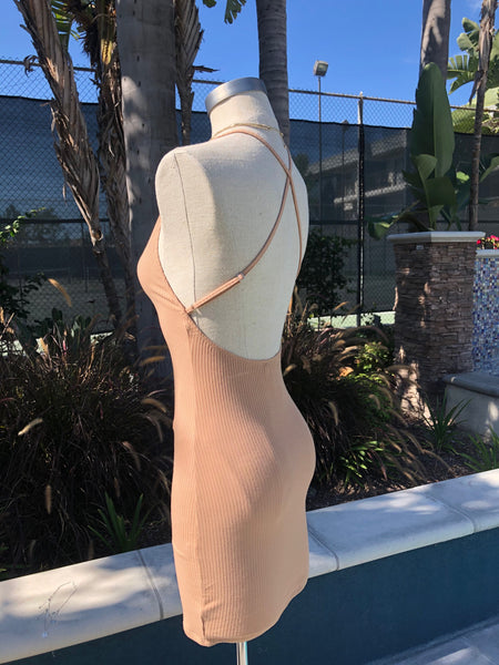 Backless mini dress in latte