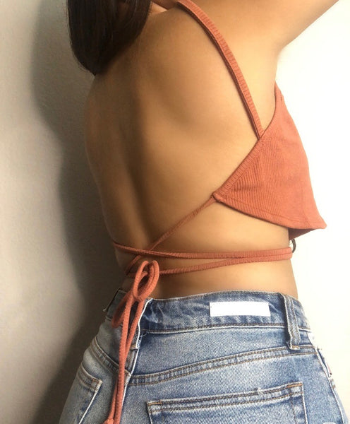 Backless halter top (salmon)