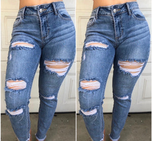 Mid rise ripped jeans