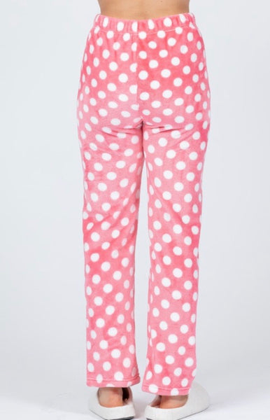 Pink polka dot pajama pants