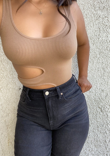 Side ring bodysuit (tan)