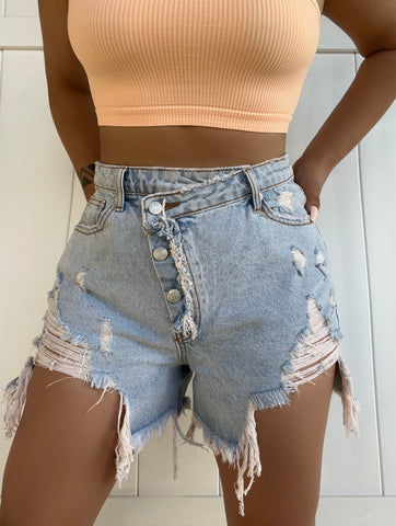 Crossover denim shorts (light)