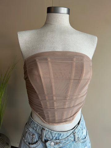 Mesh corset top (nude)