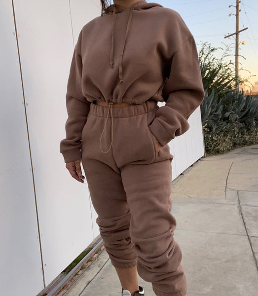 Two piece hoodie set (mocha)