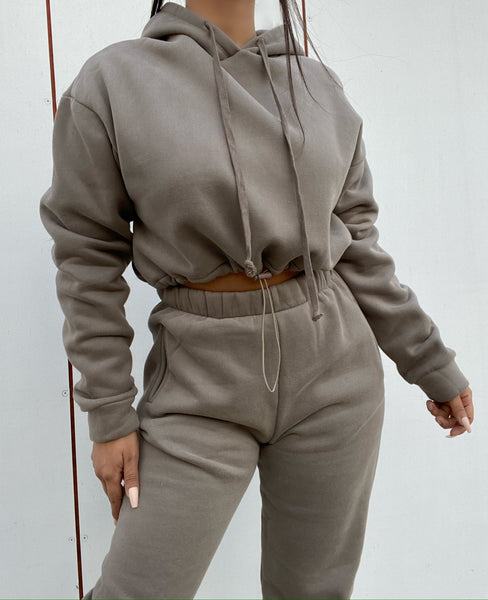 Two piece hoodie set (grey)