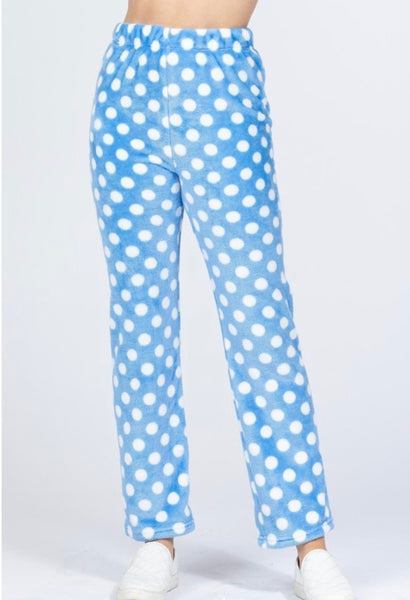 Blue polka dot pajama pants