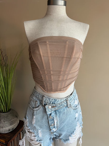 Mesh corset top (nude)