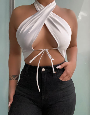 Leslie halter top (white)