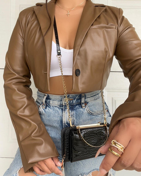 Cropped blazer (brown)