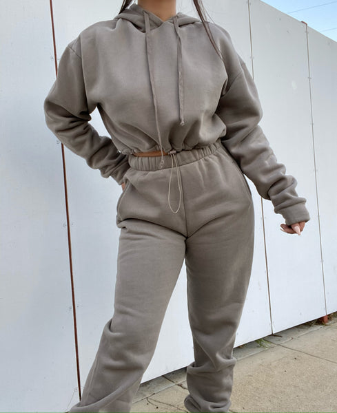 Two piece hoodie set (grey)