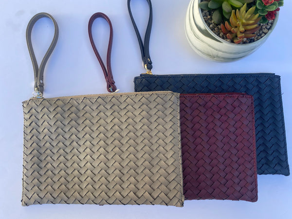 Braided woven clutch (with wrist strap)