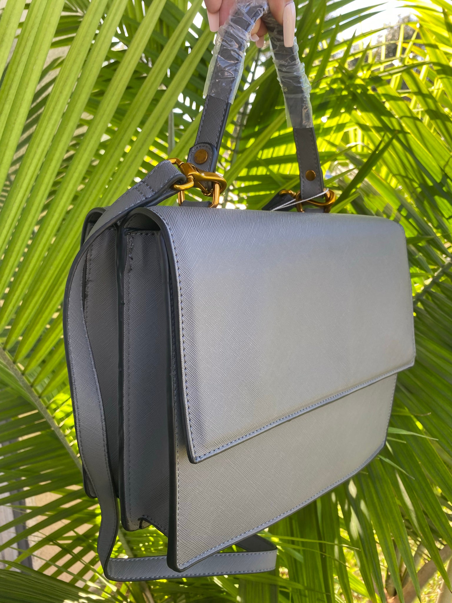Grey satchel bag