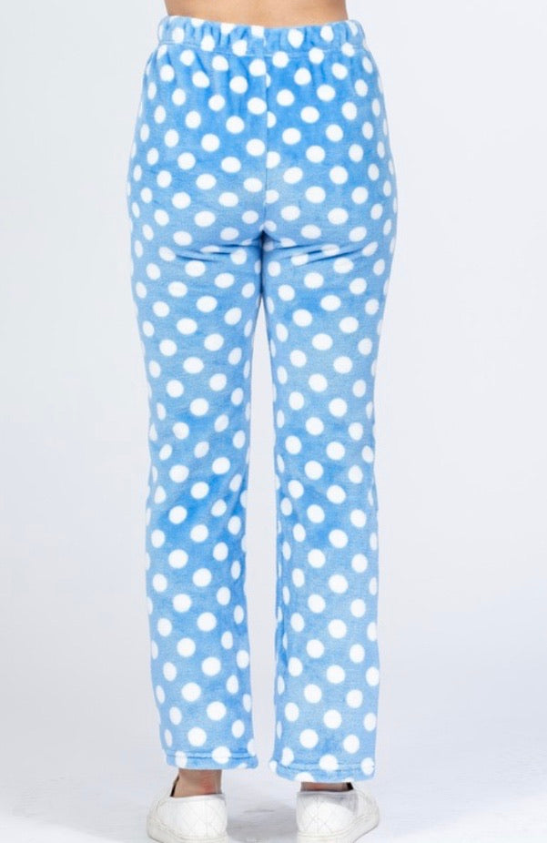 Blue polka dot pajama pants