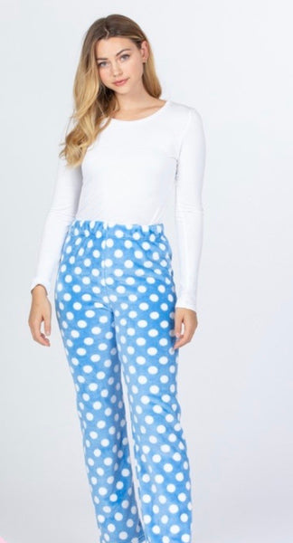 Blue polka dot pajama pants