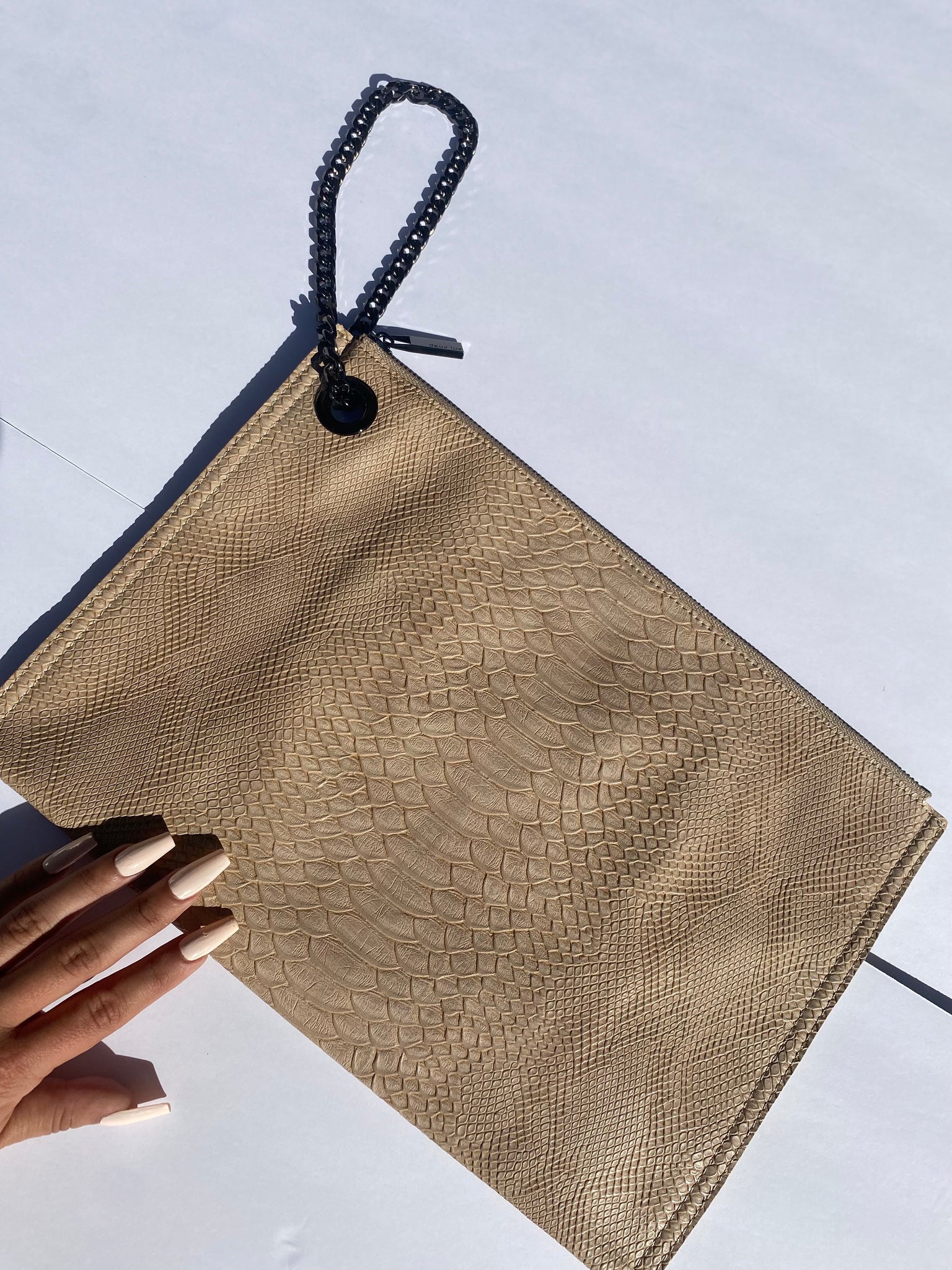 Snake print clutch (nude)