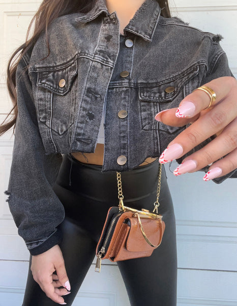 Cropped denim jacket (black)