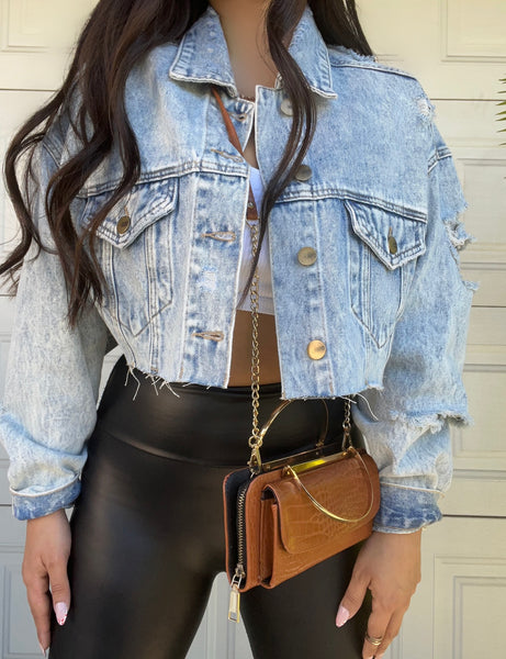 Cropped denim jacket (light)