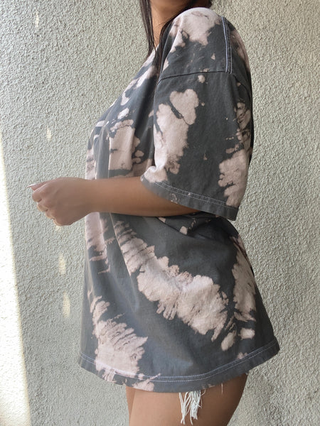 Tie dye oversized t shirt (grey pink)
