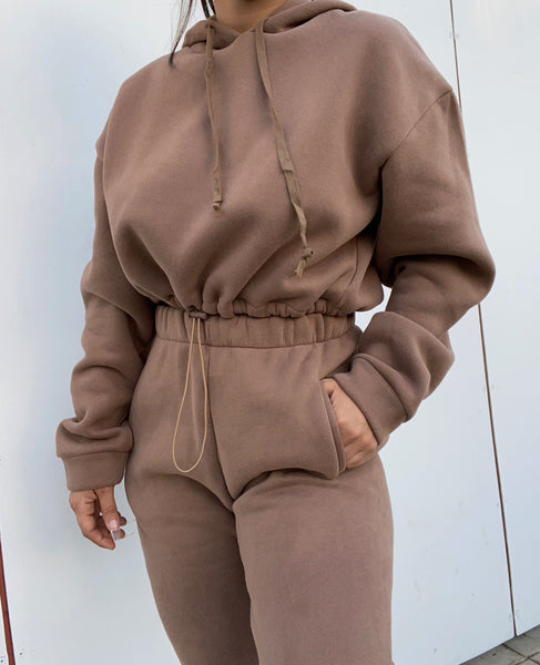 Two piece hoodie set (mocha)