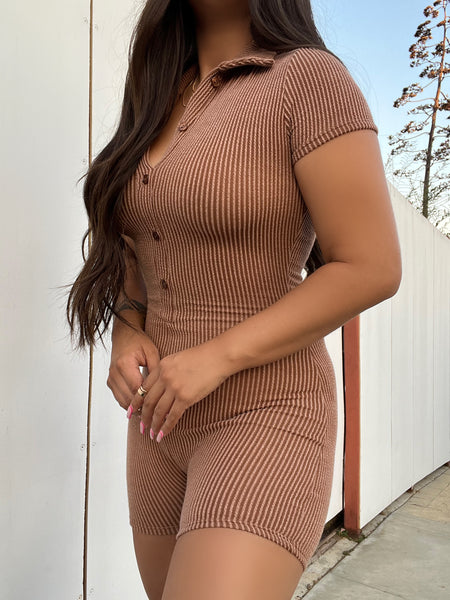 Collared jumpsuit (brown)