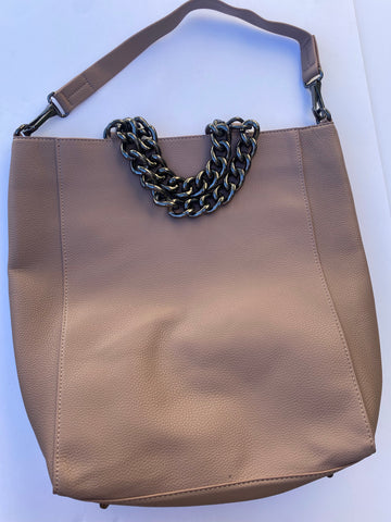 Lavender tote with chain straps