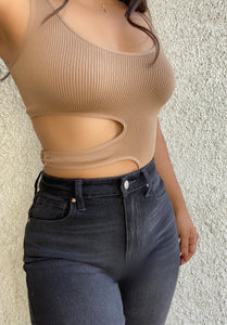 Side ring bodysuit (tan)