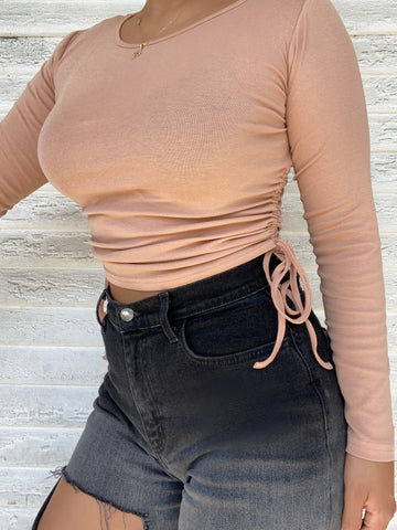 Side tie long sleeve (nude)