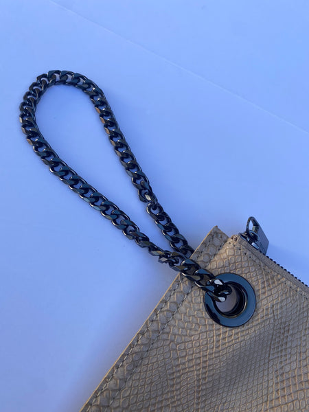 Snake print clutch (nude)