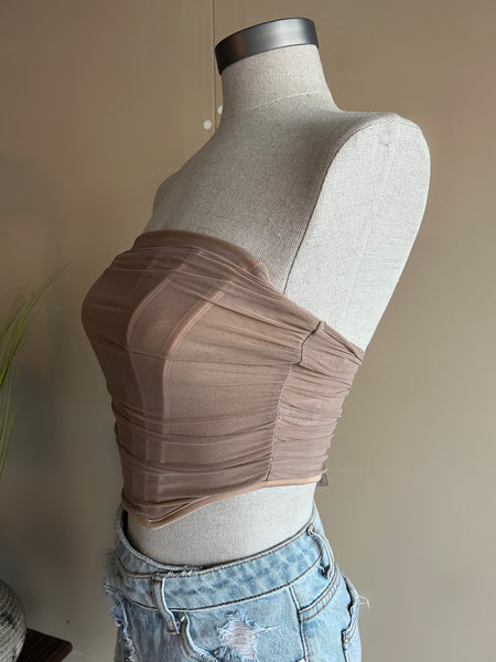 Mesh corset top (nude)