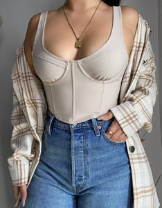 Corset zip up top (taupe)