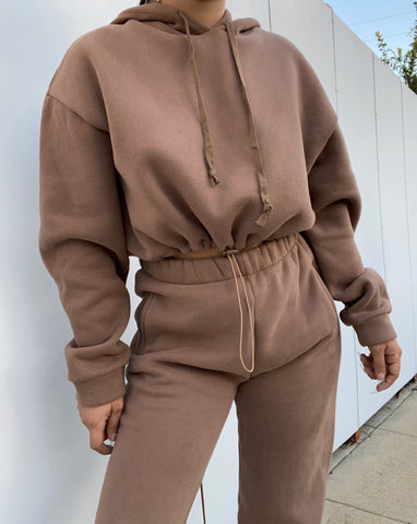 Two piece hoodie set (mocha)